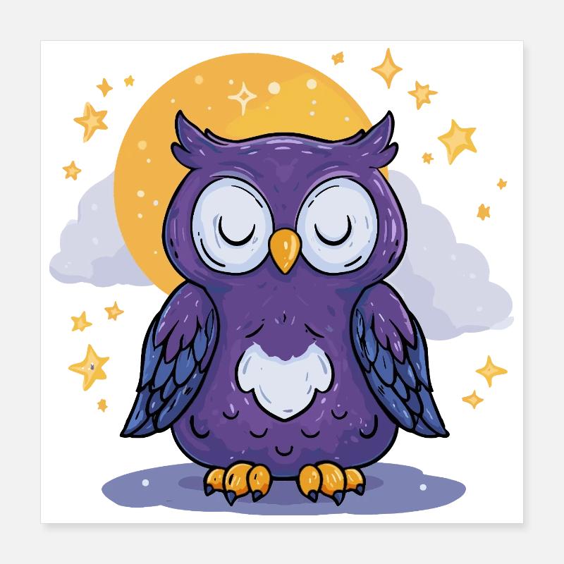 Oiseau de nuit au clair de lune Poster 40 x 40 cm
