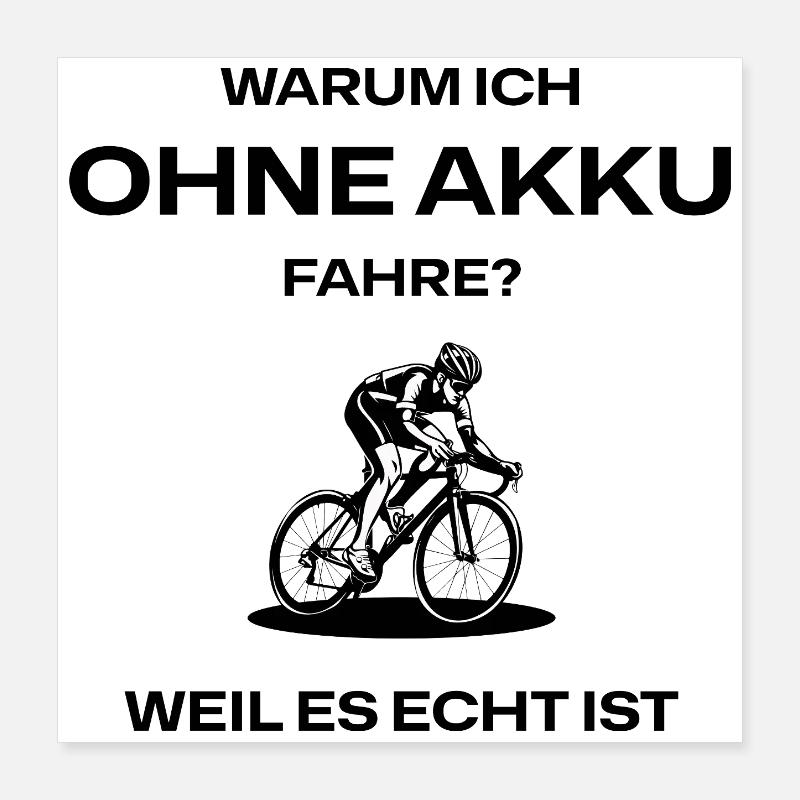Radfahrer Silhouette Schwarz Poster 40x40 cm