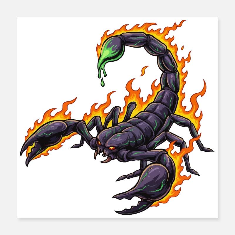 Skorpion mit Feuer Poster 40x40 cm