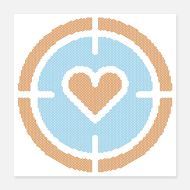 Heart in Target Emblem, atomic pattern Poster 16" x 16" (40x40 cm)