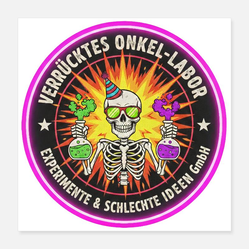 Crazy Uncle Lab - Experiments & Ideas Poster 16" x 16" (40x40 cm)