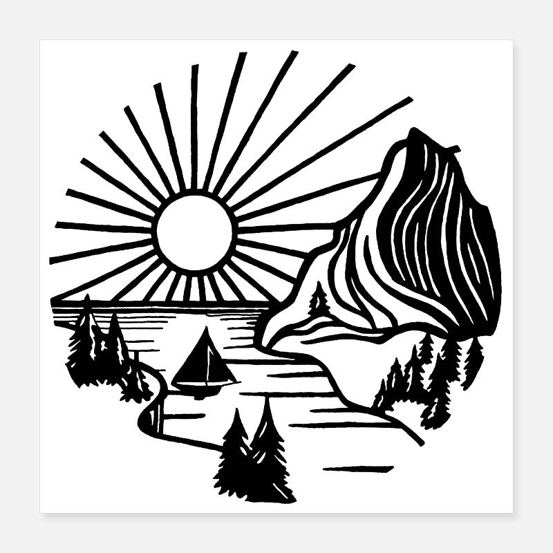 Feiertagslandschaft (Schwarz) Poster 40x40 cm