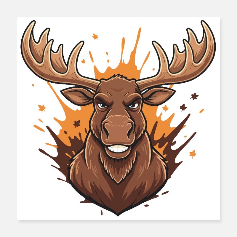 Forest Deer Fire Splash Poster 16" x 16" (40x40 cm)