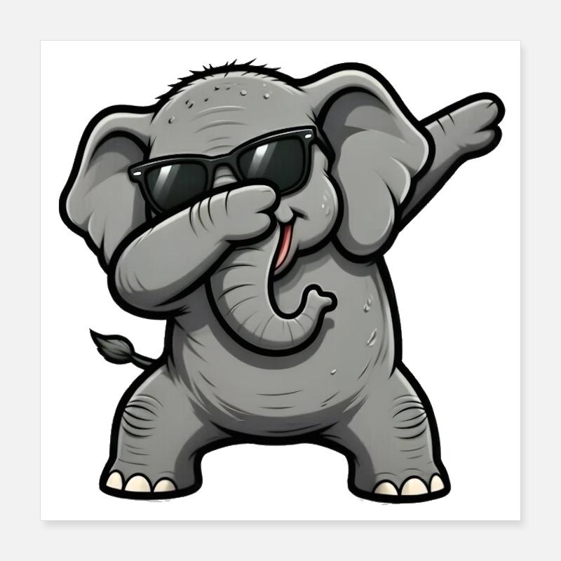 Dabbing Elefant Poster 40x40 cm