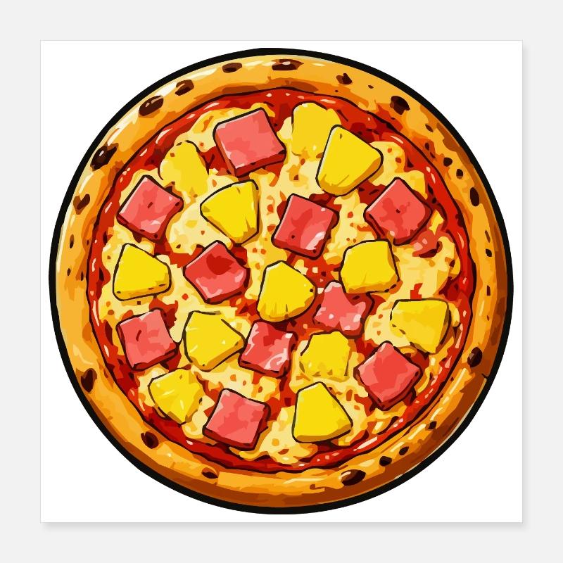 Hawaii-Pizza Illustration Poster 40x40 cm