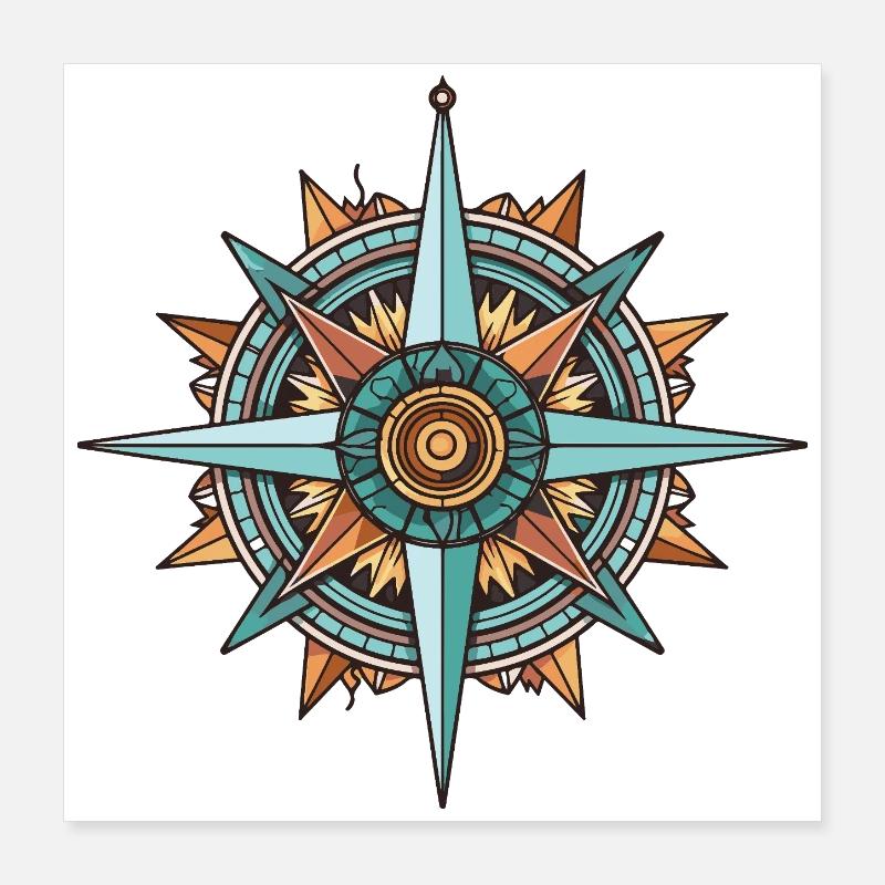 Kompass Reise Poster 40x40 cm