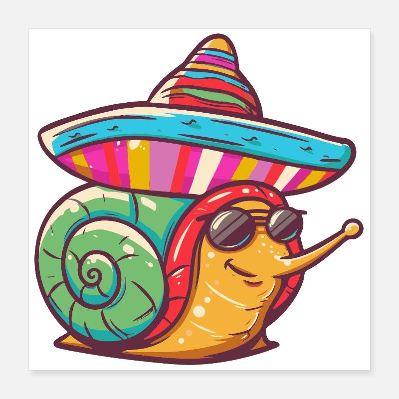 Sombrero drôle d’escargot Poster 40 x 40 cm