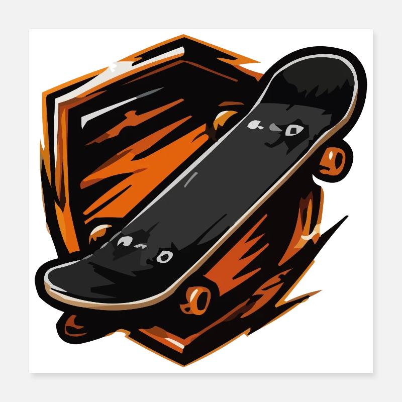 Flammendes Skateboard-Motiv Poster 40x40 cm