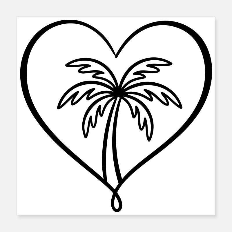 Île du symbole du palmier Poster 40 x 40 cm