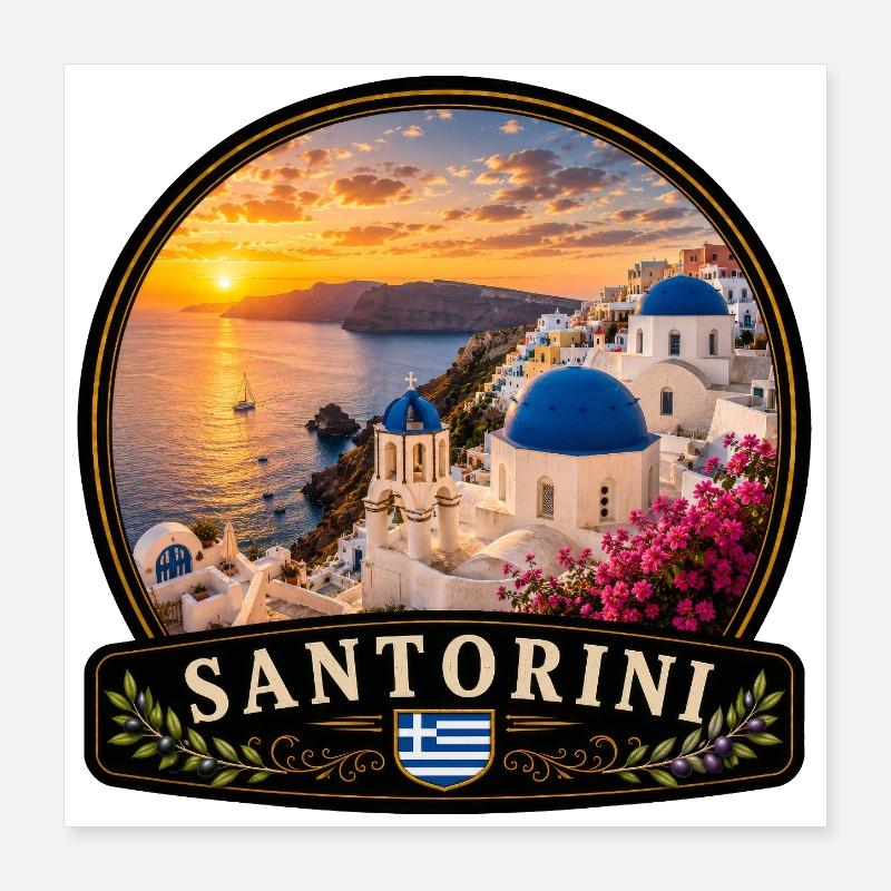 Croisière à Santorin, Grèce, Soirée d’Oia Poster 40 x 40 cm