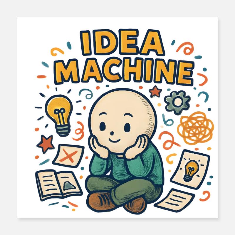 Idea Machine Cartoon Poster 16" x 16" (40x40 cm)