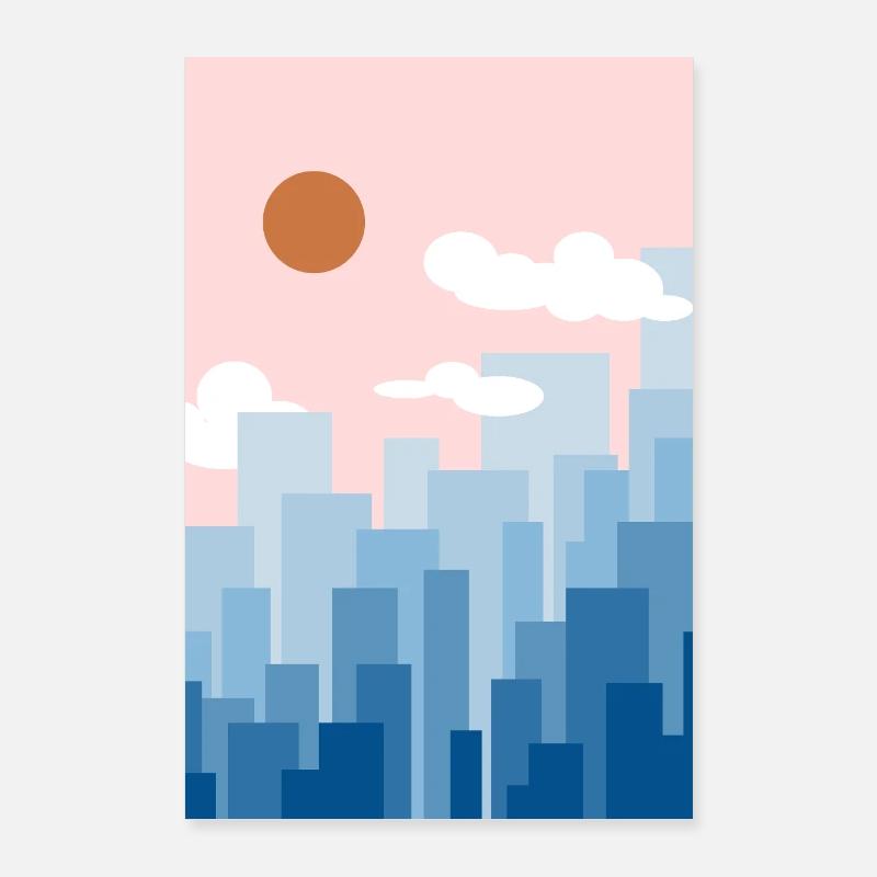 Skyline rosa Poster 60x90 cm