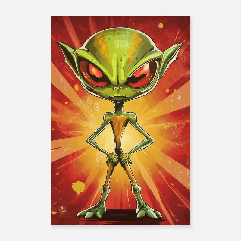 Kleiner Alien im Explosionslicht Poster 60x90 cm