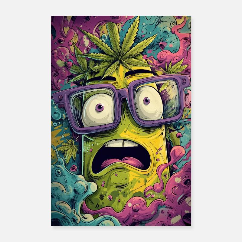 Ananas psychédélique avec lunettes Poster 60 x 90 cm
