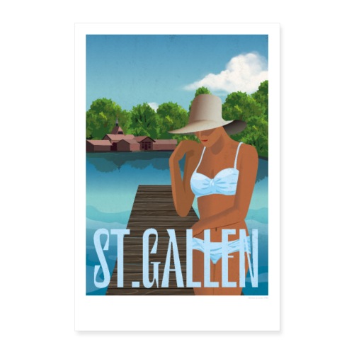 Drei Weieren | St.Gallen | Vintage Poster - Poster 60x90 cm