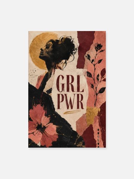 GRL PWR - Poster 60x90 cm - Weiß
