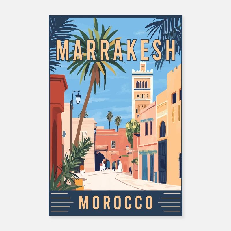 Explorez les souks vibrants de Marrakech au Maroc Poster 60 x 90 cm