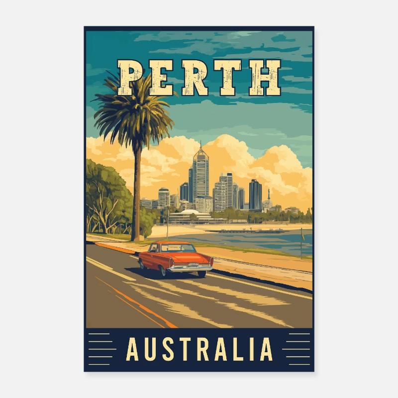Experience City by the Swan River Perth Australia Poster 24" x 35" (60x90 cm)