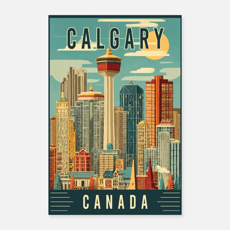Explore Scenic Urban Scene of Calgary in Canada Poster 24" x 35" (60x90 cm)