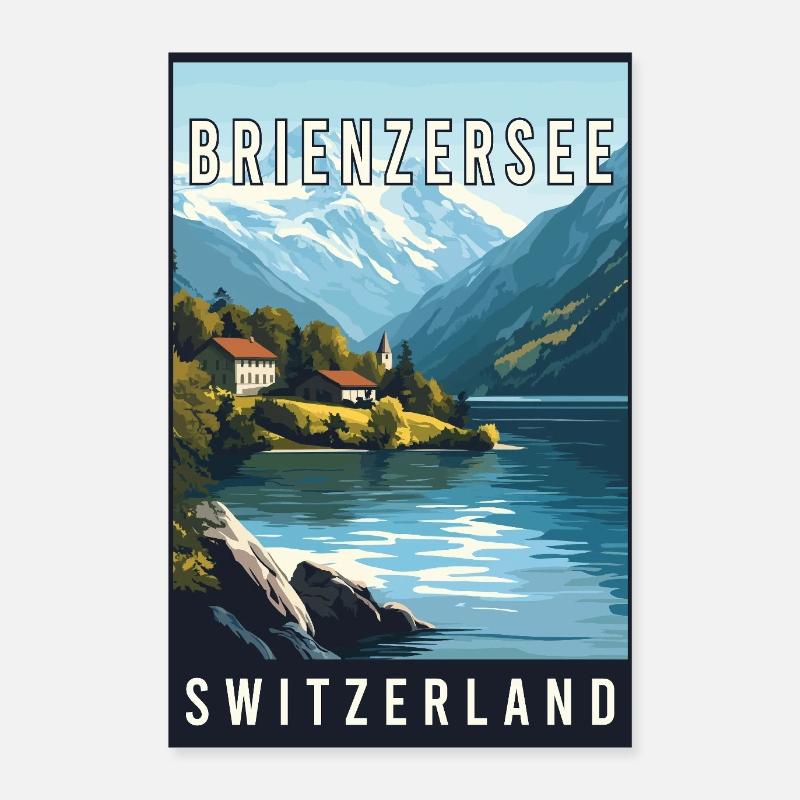 Explorez le lac alpin de Brienzersee en Suisse Poster 60 x 90 cm