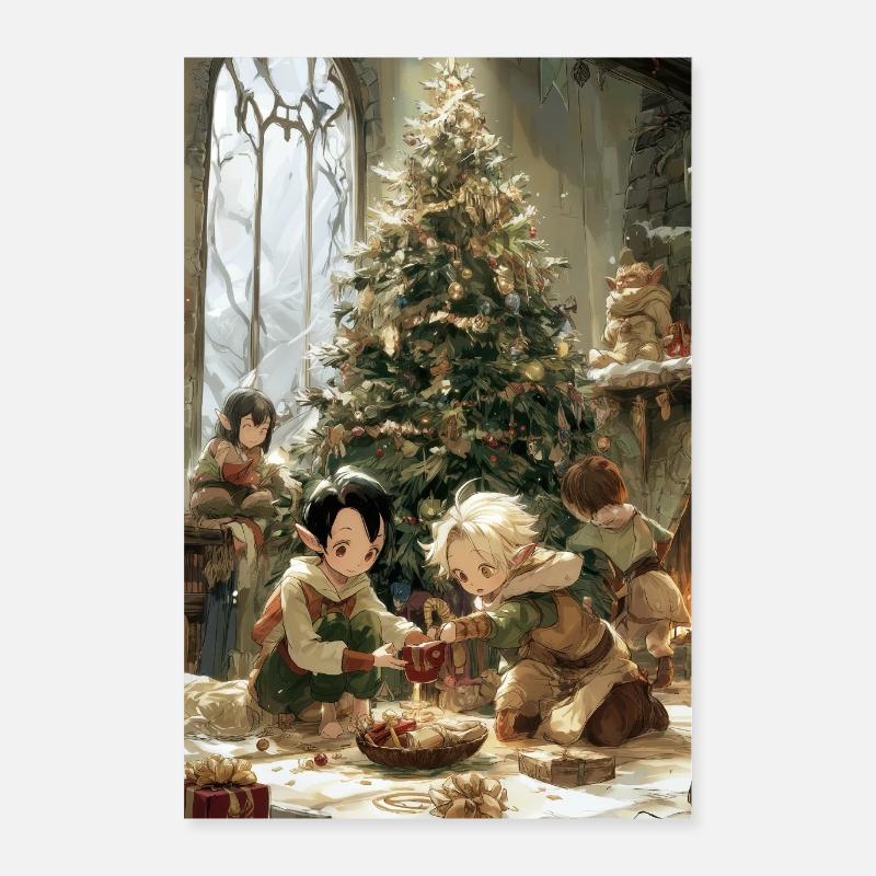 Kinder mit einem Feenbaum Poster 60x90 cm
