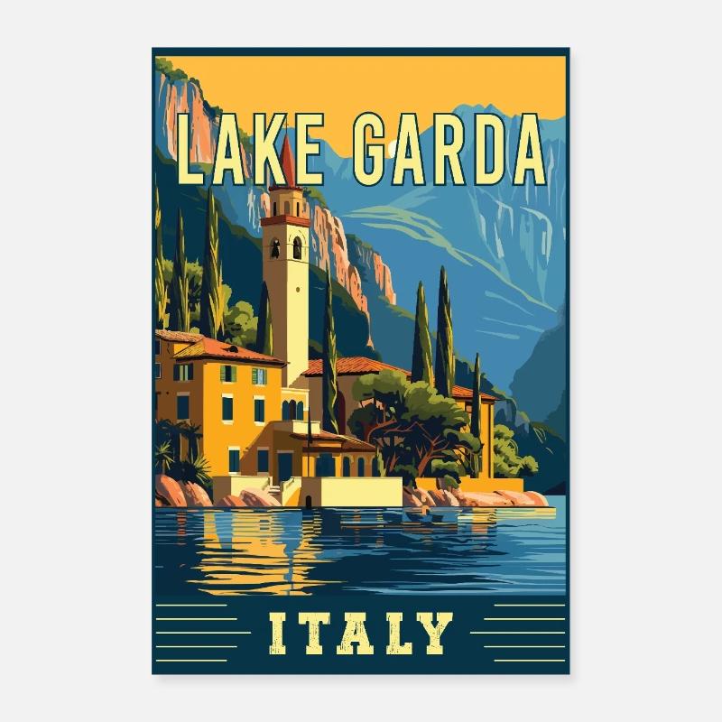 Découvrez la beauté du lac de Garde en Italie Poster 60 x 90 cm