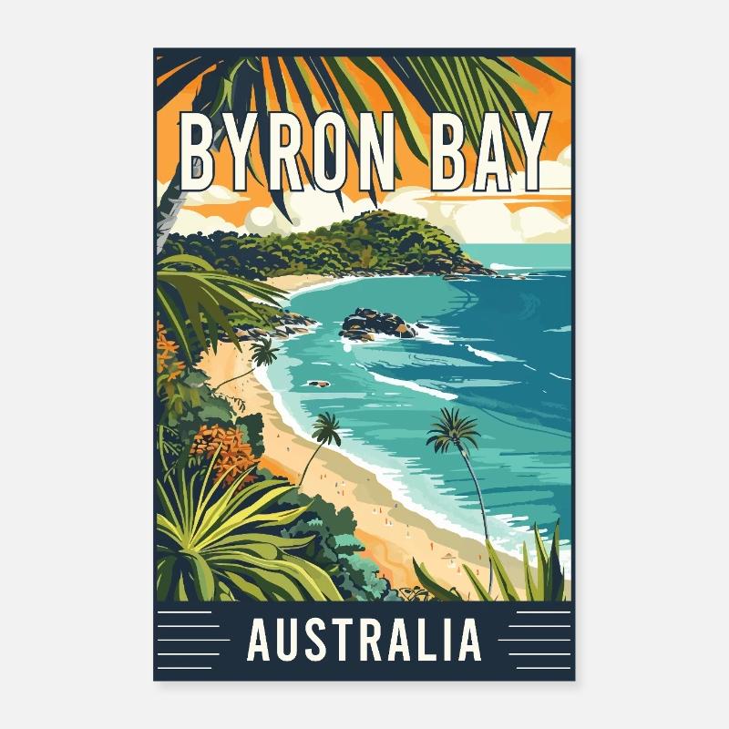 Explorez Byron Bay en Australie - Coastal Bliss Poster 60 x 90 cm