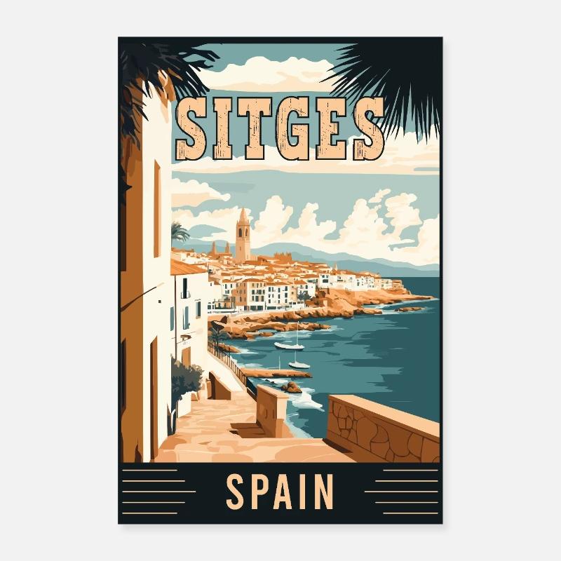 Découvrez le charme vibrant de Sitges en Espagne Poster 60 x 90 cm