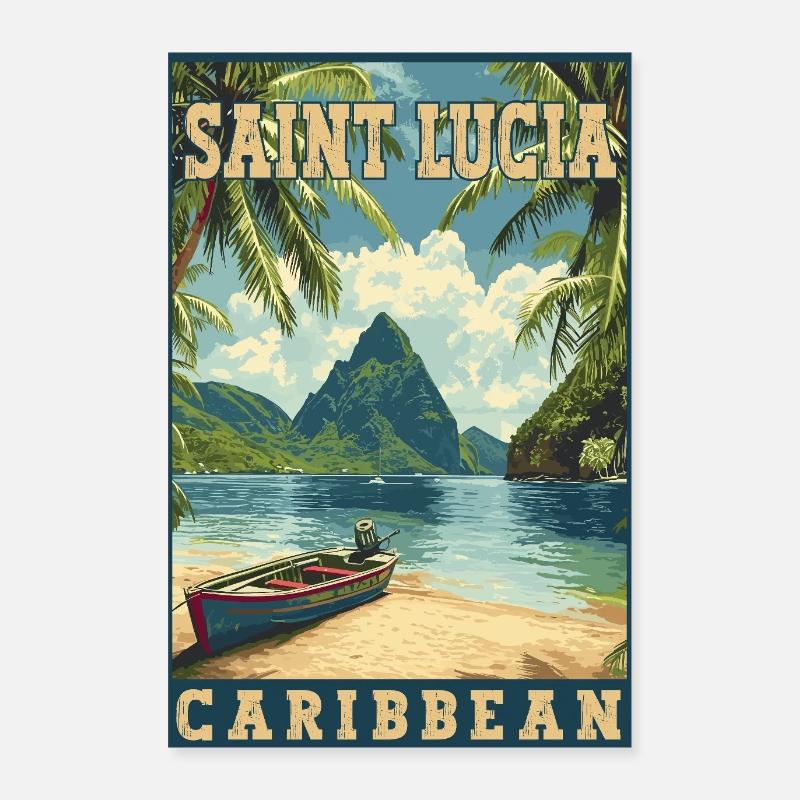 Découvrez le Paradis tropical caribéen de Sainte-Lucie Poster 60 x 90 cm