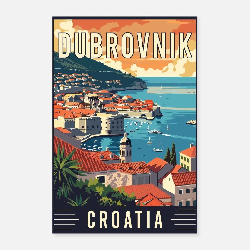 Explore Mediterranean Dubrovnik in Croatia Poster 24" x 35" (60x90 cm)