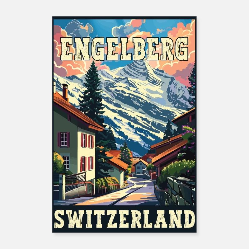 Découvrez Alpine Engelberg en Suisse Poster 60 x 90 cm