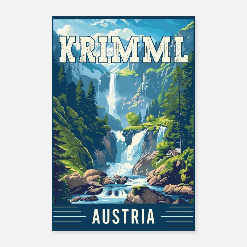 Explore Majestic Krimml Waterfall in Austria Poster 24" x 35" (60x90 cm)