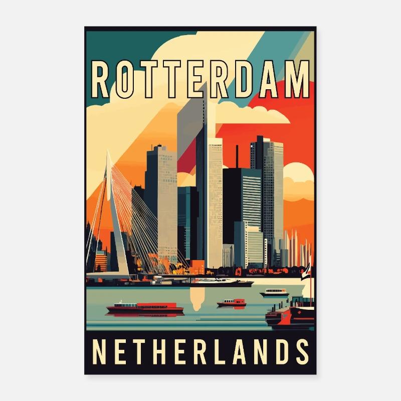 Experience Stunning Rotterdam in Netherlands Poster 24" x 35" (60x90 cm)