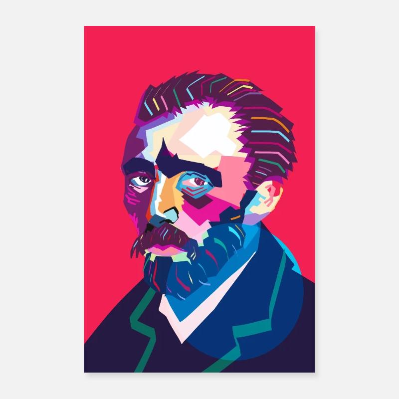Wpap Van Gogh bunt - Poster 60x90 cm - Weiß