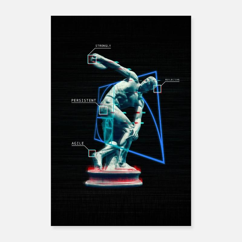 Glitch Diskobolos - Strongly Reflective Agile Poster 60x90 cm