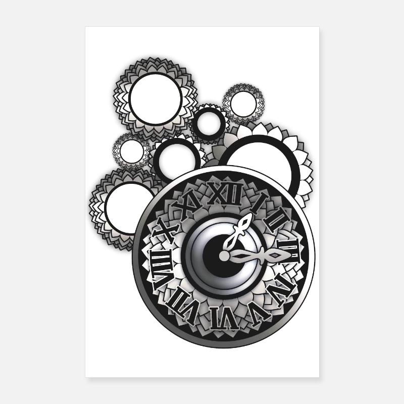 Uhr Silber Poster 60x90 cm