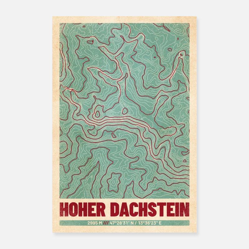 High Dachstein | Map topography (retro) Poster 24" x 35" (60x90 cm)