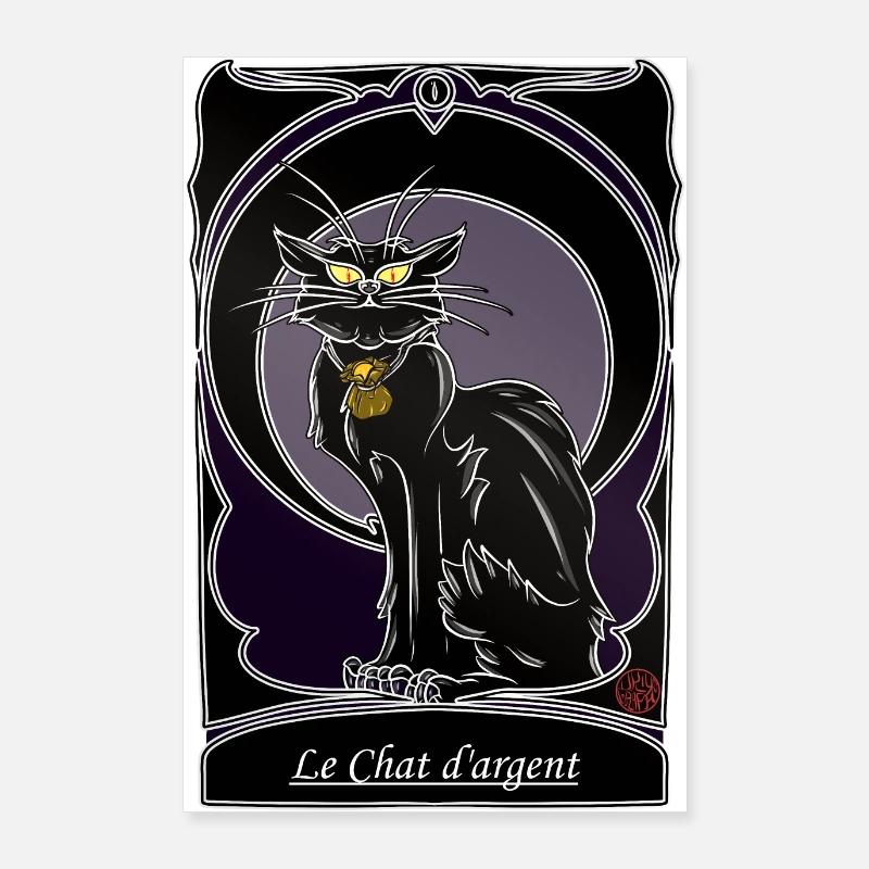 Silver cat folklore Brittany Gascony Provence Poster 24" x 35" (60x90 cm)