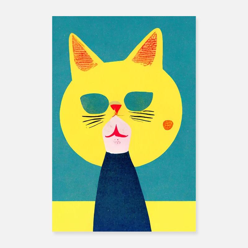 Leopold Cat Retro Poster 60x90 cm