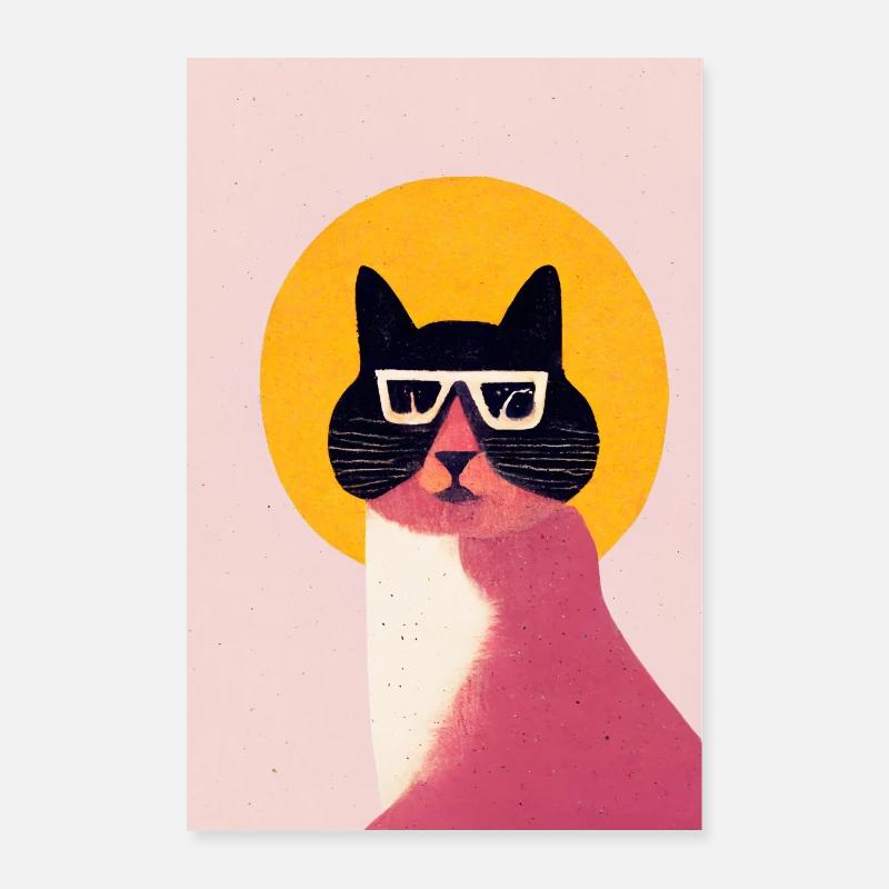 Holy Hipster Cat Retro Poster 24" x 35" (60x90 cm)