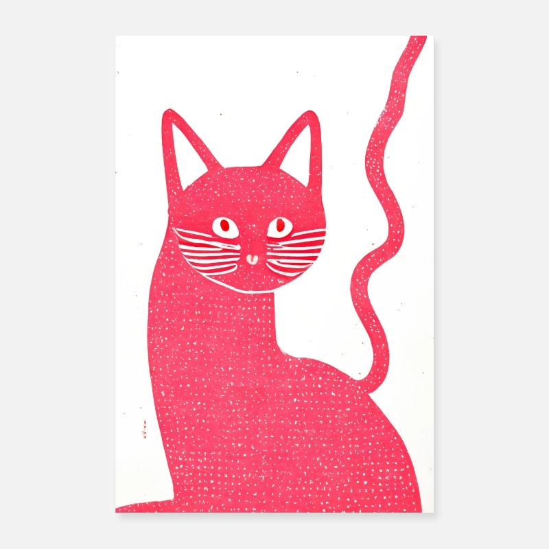 Timbre Rose Imprimer Cat Retro Poster 60 x 90 cm