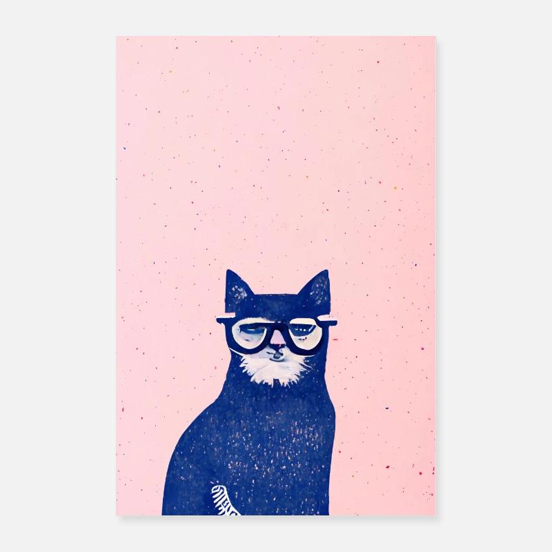 Terry le chat hipster rétro Poster 60 x 90 cm