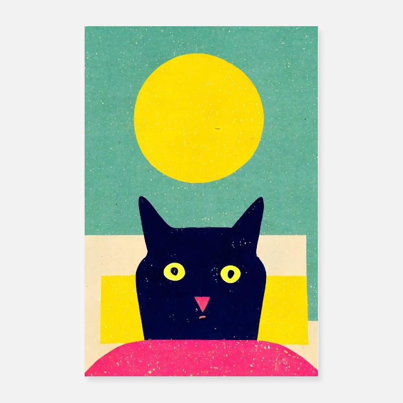 Réveil Chat Rétro Poster 60 x 90 cm