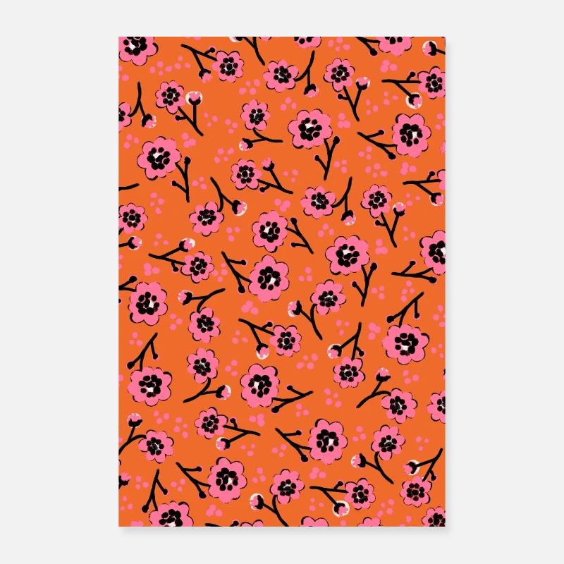 Cute Pink FlowersPattern Poster 60x90 cm