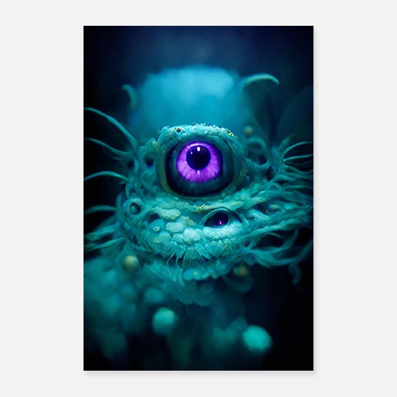 Lysende undervandsmonster Poster 60x90 cm