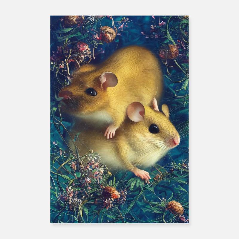 Souris dans l’herbe Poster 60 x 90 cm
