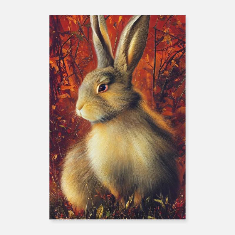 Hase im Herbst Poster 60x90 cm