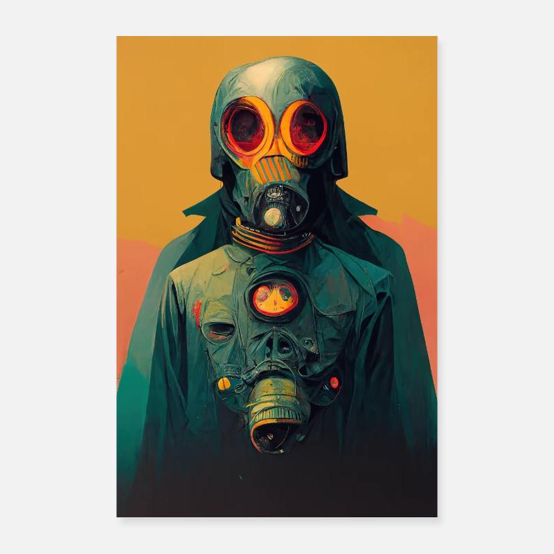 nightmare gas mask eeire mood void madness hyperr Poster 24" x 35" (60x90 cm)