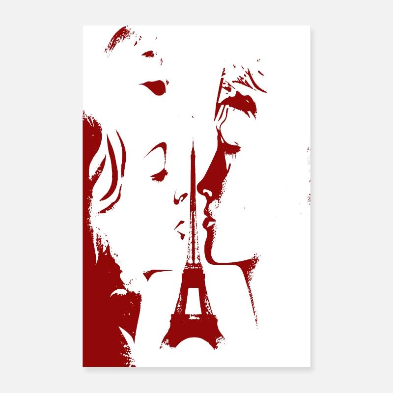 Valentinstag Liebe Kuss Eiffelturm Poster 60x90 cm