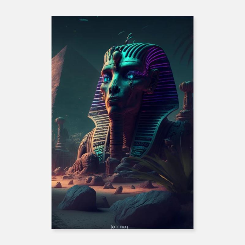 Sphinx d’un pharaon extraterrestre de l’Égypte ancienne Poster 60 x 90 cm